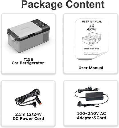 Alpicool Y15E Portable Car Freezer,12 Volt Refrigerator, 17 Quart (15.8 Liter) Fast Cooling 12V Car Fridge, -4℉~68℉ for Outdoor, Camping, RV (Grey&Black)