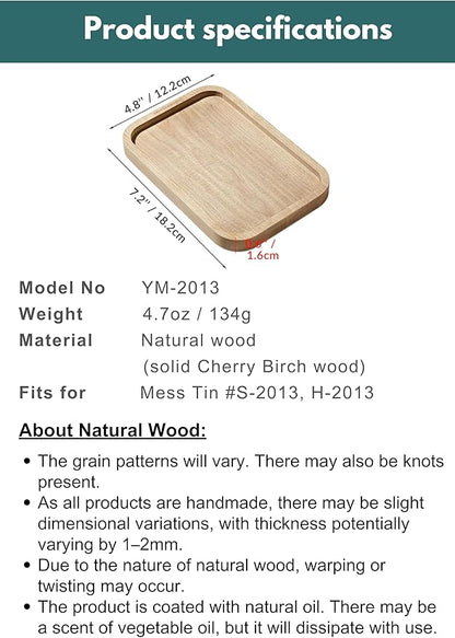 CAMPINGMOON Mess Tin Cutting Board 7.2'' x 4.8'' Wooden Cooking Cutting Plate Coaster Pot Holder YM-2013