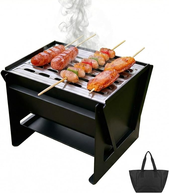 Portable Charcoal Grill – Foldable BBQ Grill –Tabletop Camping Grills for Outdoor,Backyard,Picnics– Camp Cooking Gear