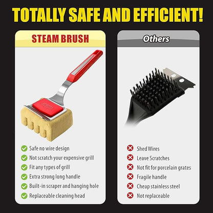 GRILLART Bristle-Free BBQ Grill Brush Replacement Head – Heavy-Duty Scraper Tool for Cast Iron & Stainless Steel Grates, Safe & Durable Barbecue Cleaner with Seamless Fit Design