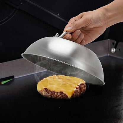 ZBXFCSH Compatible with Blackstone 5555 Stainless Steel 9" Griddle Melting Cheese Dome Wok Lids- Commercial Grade Basting and Steaming Cover- Best for Use in Flat Top Grills, 0.6mm Thickness-2 Domes