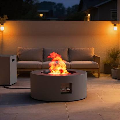 2-Piece Outdoor Propane Fire Pit Table Set w Tank Side Table 30'' Round Fire Pit Table 2-in-1 Firepit Table for Outside Patio Gas Fire Pit w 304 Stainless Steel Burner 50,000 BTU, Dark Gray