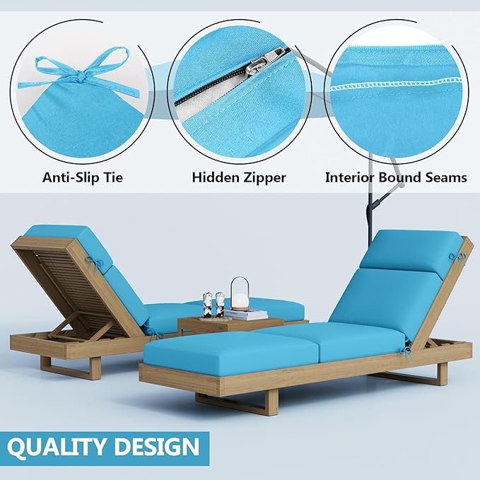 2 Pcs Chaise Lounge Cushions Outdoor, 80 x 26 x 4 Inch Lounge Chair Cushions for Outdoor Furniture - Waterproof Lounge Patio Replacement Cushion, 4In Fade-Resistant ThickPatio Chaise Lounge Cushion