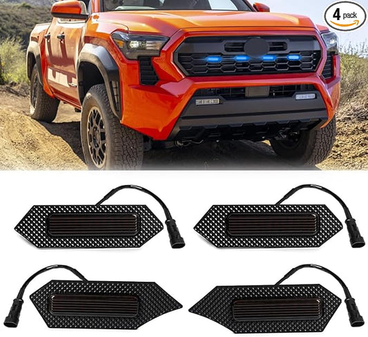 Grill Light For Tacoma TRD Off-Road 2024 2025, Smoked Shell Blue LED Front Grille Lights Fit For Tacoma Pre Runner/Sport