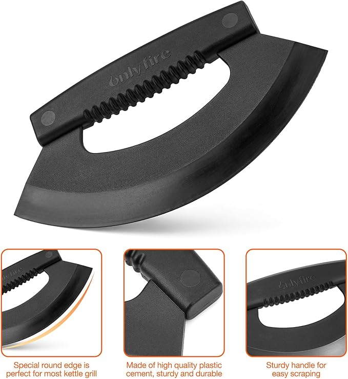 onlyfire Kettle Grill Scraper, BBQ Grill Blade Cleaning Tool for Weber Kettle, Weber WSM Cooker, Kamado Charcoal Grills Like Big Green Egg, Kamado Joe and Outdoor Grills, Safe for Porcelain Coating