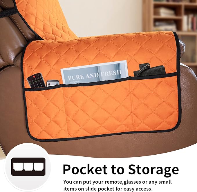 Easy-Going Reversible Couch Cover, Oversized Recliner, Orange/Black | Machine Washable Slipcover For Dogs, Water Resistant Furniture Mat For Living Room, Non-Slip Sofa Cover, Pet Friendly
