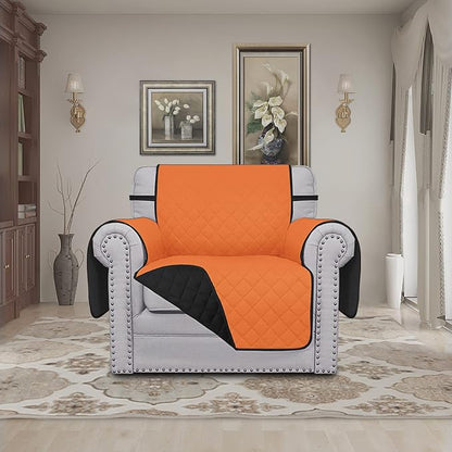 Easy-Going Reversible Couch Cover, Small Chair, Orange/Black | Machine Washable Slipcover For Dogs, Water Resistant Furniture Mat For Living Room, Non-Slip Sofa Cover, Pet Friendly