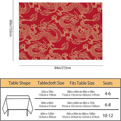 TKS MITLAN Tablecloth Dragon Table Cloth Rectangle Table 60 x 84 Inch Traditional Flying Mascot Animal Chinese Dragons Kitchen Decorations for Home Dinner Party