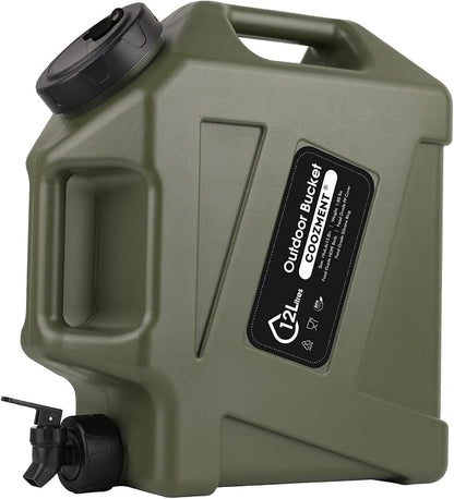 COOZMENT 3.2 Gallon/5 Gallon Water Containers with Spigot, BPA Free Water Jug, Military Green Water Tank, Multifunction Water Storage Containers for Camping Outdoor Hiking,Emergency Storage