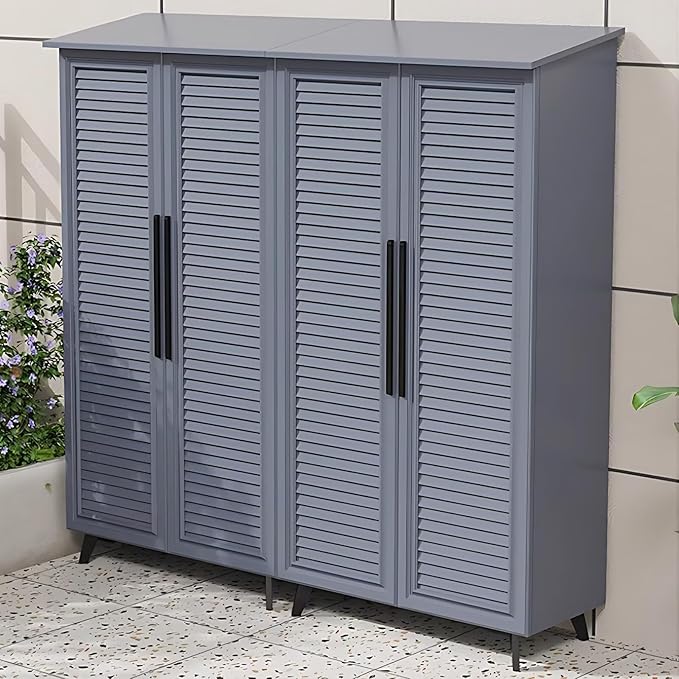 Outdoor Kitchen Cabinet - Cabinet with Countertop Includes Modern Grey Design,Durable Outdoor Storage Unit Includes Vertical Handle & Line Design(72.44IN)
