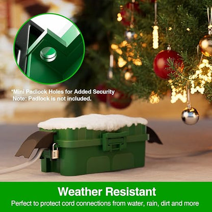 Flemoon IP55 Small Outdoor Electrical Box Waterproof, for Power Strip | Inner 5.9 x 3.2 x 1.8inch, Extension Cord Cover with Detachable Awning Covers for Plug, Outlet, Holiday Lights, Green
