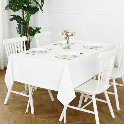 Romanstile 100% Waterproof Square PVC Tablecloth, Oil Spill Proof Vinyl Table Cloth, Heavy Duty Wipe Clean Plastic Table Covers for Kitchen/Dining/Parties - 54 x 54 Inch, White
