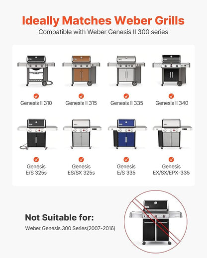 VEVOR Flavorizer Bars and Heat Deflectors, 17 in Grill Replacement Part, for Weber Genesis ll 310 315 335 340, E/S 325s, ES/SX 325s, E/S 335, EX/SX/EPX-335 Grills, Porcelain-enameled Steel, 8 Pack