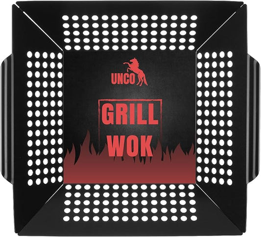 UNCO- Large Grill Basket, 13.6" x 12", Grill Baskets for Outdoor Grill Vegetables
