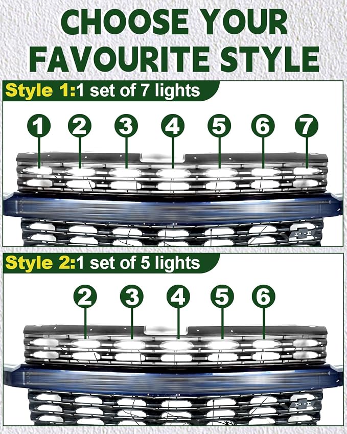 LED Grill Lights for 2019 2020 2021 Chevy Silverado Accessoreis | Clip On Front Grille Insert Light Bar Head Lamp Fits Silverado Trail Boss,WT,Custom Only