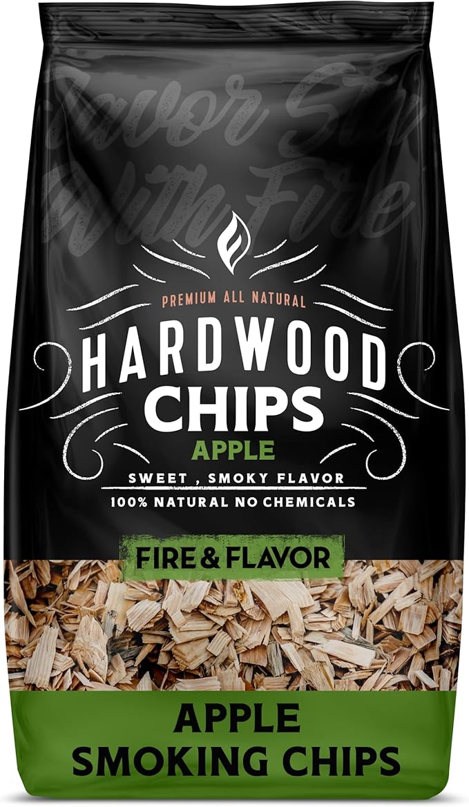 Fire & Flavor Premium All Natural Wood Chips for Smoking - Smoker Accessories Gifts for Men and Women - Apple - 2lbs