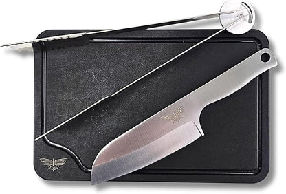 M2A1 Pro Lid Edition | 304 Stainless Steel Portable Charcoal Grill with 3 Grates, Silicone Mat, Cutting Board, Knife, Tongs/Spatula & Scraper