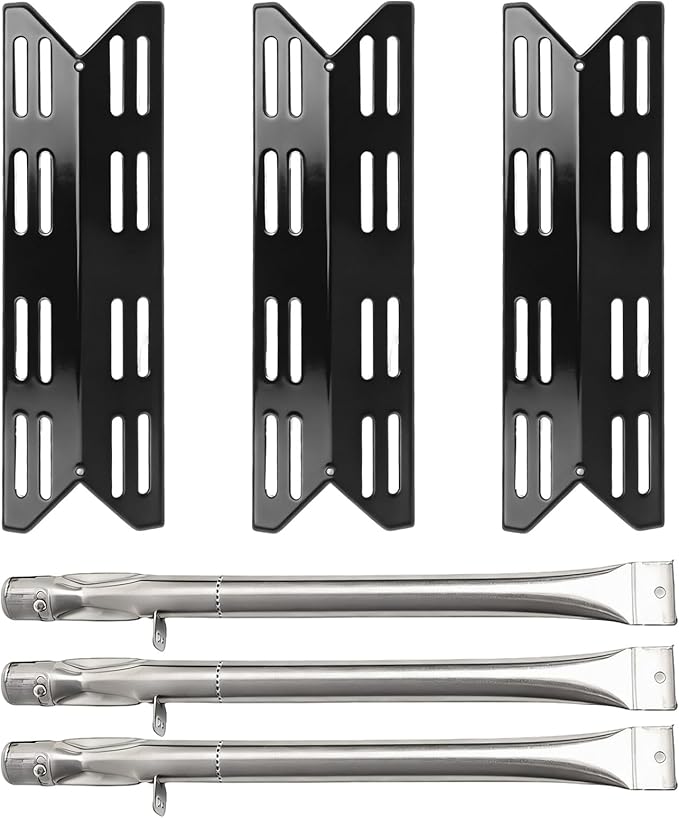 SafBbcue Grill Replacement Parts Kit for Tray for Electactic 3-Burner Propane Gas Grill, Porcelain Steel Heat Plates and Grill Burners for Electactic G31PRO Replacement Parts
