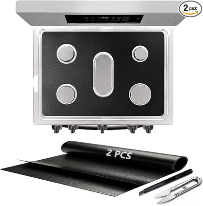 2 Pcs Stove Top Protector for LG 30" Gas Range | DIY Cut Fits Stove Guard Liner Protector 5-burner Layout, Non-Stick, Reusable, Dishwasher Safe, Splatter Cover