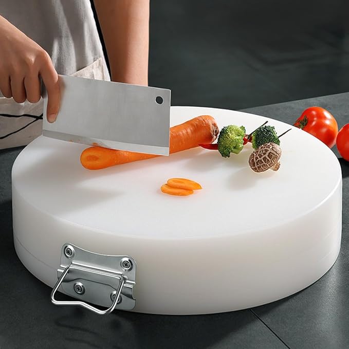 18.9" Round Plastic Cutting Board, 3" Extra Thick Commercial Grade Butcher Board, Food-Grade PE Chopping Block for Meat Cutting, Butchering, BBQ Prep & Restaurant Kitchen Use
