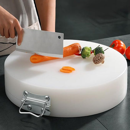18.9" Round Plastic Cutting Board, 3" Extra Thick Commercial Grade Butcher Board, Food-Grade PE Chopping Block for Meat Cutting, Butchering, BBQ Prep & Restaurant Kitchen Use