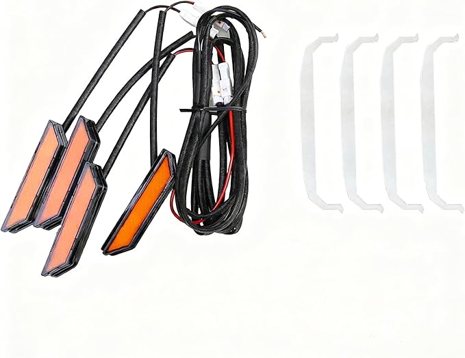 JHO Front Grille LED Lights (Amber, 4-Pack) with Clear Brackets & Wiring Harness, Compatible with Ford Ranger Raptor T9 2023-2026