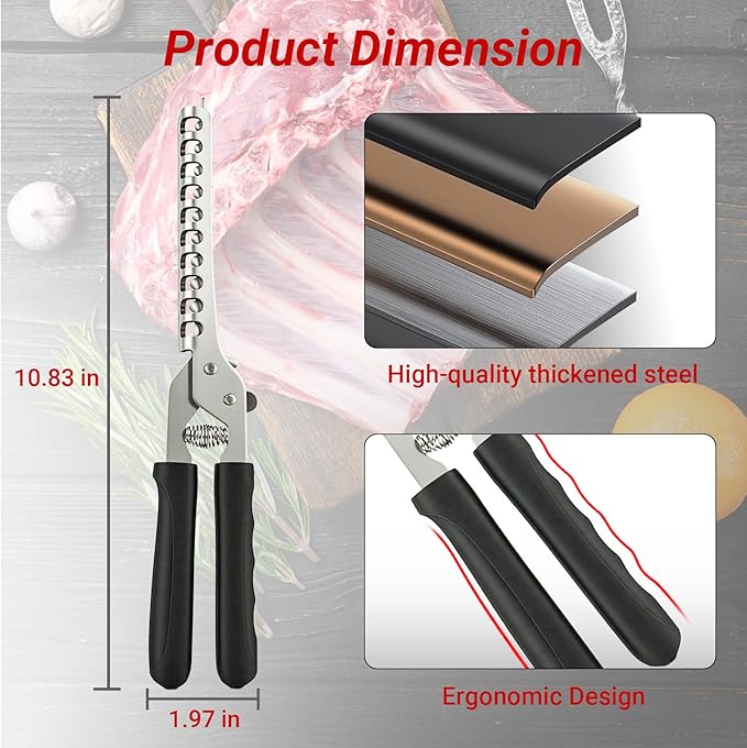Upgrade Rib Membrane Removal Tool, Stainless Steel Membrane Remover for Ribs, Barbecue Accessories with Arc Clamp & Non-Slip Grip, Ideal Ribs Prep Tool for Home Cooks and Grilling