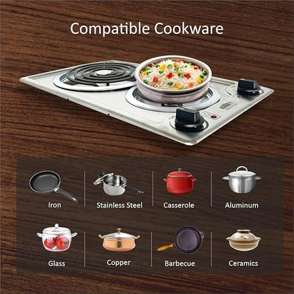 Summit 12" 2 Burner Electric Cooktop 115 Volt Coil Electric Cooktop, ADA compliant, Stainless Steel- CCE213SS