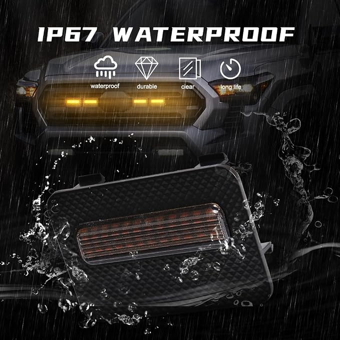 Grill Light for Tacoma SR 2024 2025, Smoked Shell Amber LED Front Grille Lights Fit for Tacoma SR5