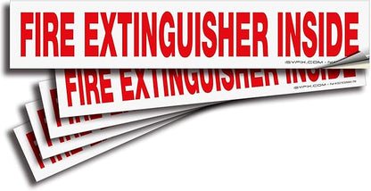 iSYFIX Fire Extinguisher Inside Sticker Sign – 5 Pack 9x1.7 Inch – Self-Adhesive Reflective Vinyl Decals, Laminated UV, Weather, Scratch, Fade Resistance, for Cars, Trucks, Trailers & Vehicles