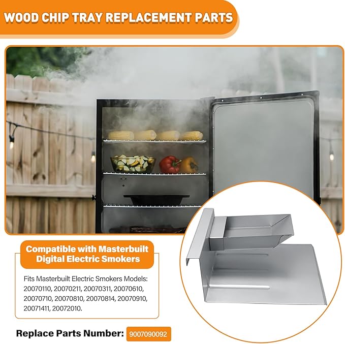 Wood Chip Tray for Masterbuilt Digital Electric Smoker, 9007090092 Wood Chip Holder Replacement Parts for Masterbuilt 20070110 20070211 20070311 20070610 20070710 20070810 20070814 20070910 20071411