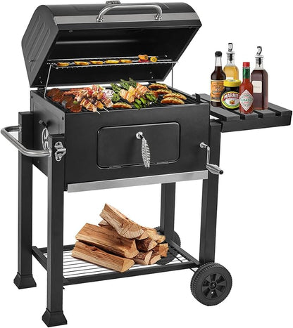 Charcoal Grills,Outdoor BBQ Grill Large Smoker Grill with Side Table,Backyard Barbecue Grill Patio and Parties,Grills with Cast Iron Grill Grates for Outdoor Cooking, Patio, Garden Barbecue