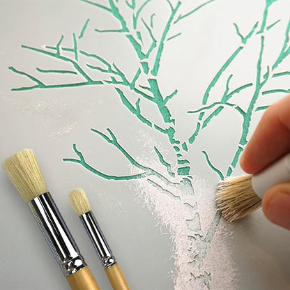 GACDR Wooden Stencil Brush Set, 6 Pieces Natural Hog Bristle Dome Stencil Brushes for Painting On Wood Wall, Stencil Projects, Card Making, DIY, Crafts and Acrylic Oil Watercolor Painting…