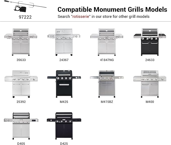 Monument Grills 97222 4-Burner Rotisserie Kit