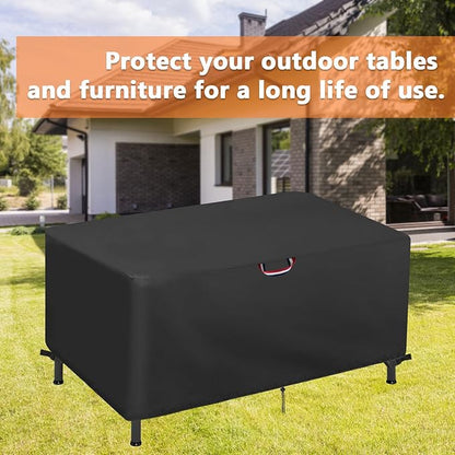 64" Outdoor Dining Table Cover for 6, Waterproof Protective Cover for Patio Rectangle Table Furniture Covers - Black, 64x42x28 Inch