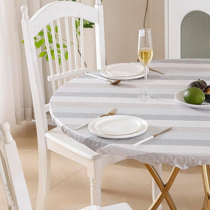 Walrus Round Vinyl Fitted Tablecloth with Flannel Backing Elastic Edge Design Table Cover Waterproof Oil-Proof PVC Table Cloth Stain-Resistant Best for 32"-36" Round
