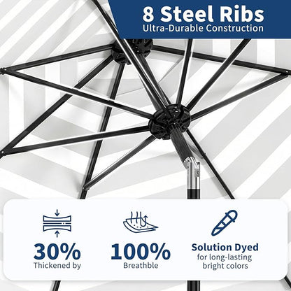 Garvee 10FT Patio Umbrella - Outdoor Table Umbrella with Smooth Crank Lift, Push Button Tilt and 8 Sturdy Ribs - Market Umbrella UV Protection Waterproof for Pool, Deck, Yard, Garden