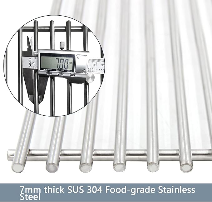 Hongso SCG637 17.5 inch 304 Stainless Steel Grill Grates for Weber Spirit E210, Spirit 200 E-210 S-210 E-215 S-215 E-220 S-220, Spirit II E/S 210 Grills (Front-Mounted Control), 7637 for Spirit 2 GS4