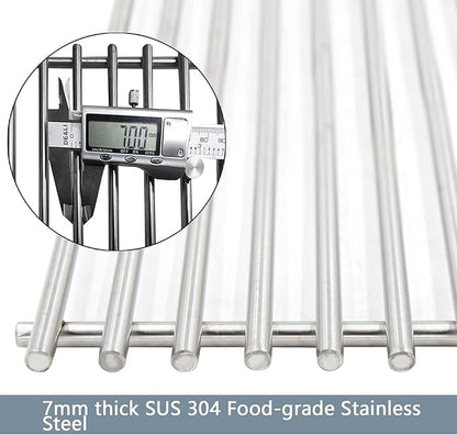 Hongso SCG637 17.5 inch 304 Stainless Steel Grill Grates for Weber Spirit E210, Spirit 200 E-210 S-210 E-215 S-215 E-220 S-220, Spirit II E/S 210 Grills (Front-Mounted Control), 7637 for Spirit 2 GS4