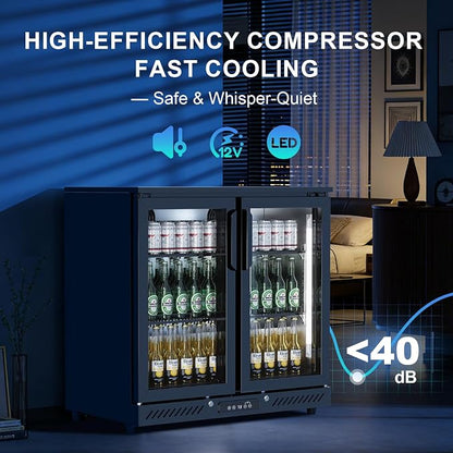 Antarctic Star Commercial Beverage Refrigerator, 6.5 Cu. Ft. Freestanding Glass Double Glass Door Wine Fridge, Adjustable Shelves, Door Lock, 32-50°F Digital Control, Auto Defrost, Commercial Use