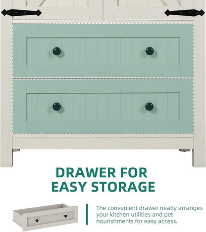 YITAHOME 64.5" Farmhouse Pantry Cabinet with 2 Drawers & Shelves, White | Tall Storage Cupboard for Living Room, Kitchen, and Hallway