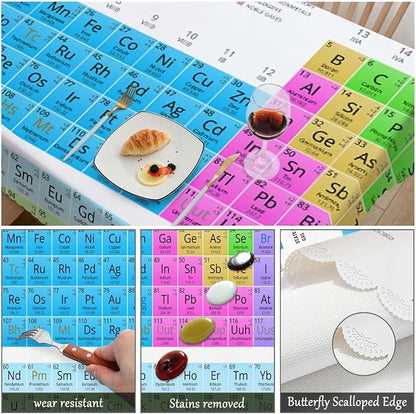 Swono Periodic Table of Elements Tablecloths Colorful Chemistry Atomic Elements Kitchen Dinning Tabletop Decoration, Polyester Table Cover for Indoor Outdoor 50x72 Inch Tablecloth