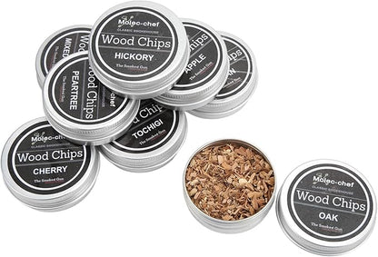 Walfront Flavored Wood Chips for Smoking 8 Natural Varieties Smoky Fruit BBQ Wood Chips for Meat and Cocktails