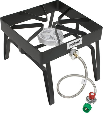 Bayou Classic Outdoor Patio Stove - Portable, 5-psi Regulator, Hose - 16 x 16 x 13 in - Stainless Steel
