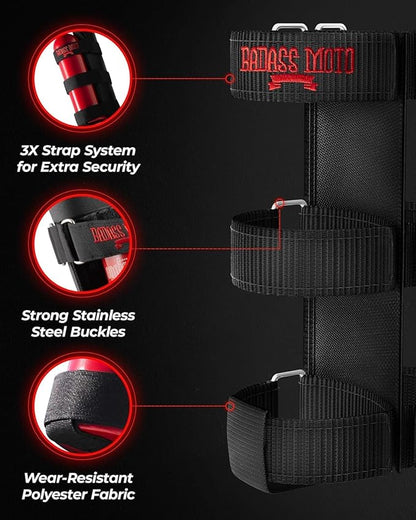 Badass Moto Fire Extinguisher Mount for Jeep - Roll Cage Holder, Adjustable for Wrangler JL, JK, JKU, TJ, CJ, Gladiator & Bronco, Fits Through 2026, No Drill, Off Road - Jeep/Bronco, Red, 2 Pack