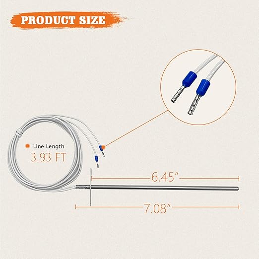 Temperature Probe Sensor, Replacement for Traeger Digital Thermostat Probe, Sensor Thermometer Compatible with Traeger Pellet Grills