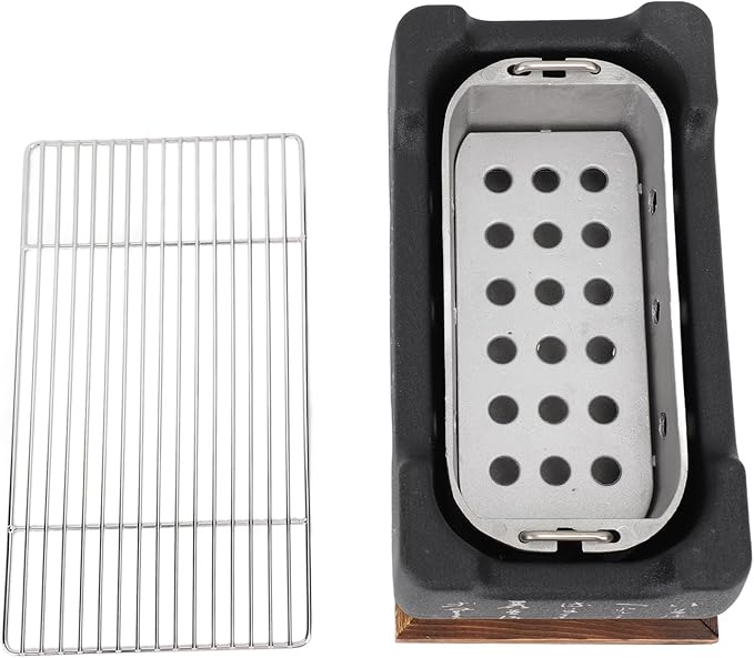 Portable Japanese Charcoal Grill Oven Fast Heating Aluminum Alloy Base for Camping Backyard Picnic Even Cooking No Hot Spots (M)