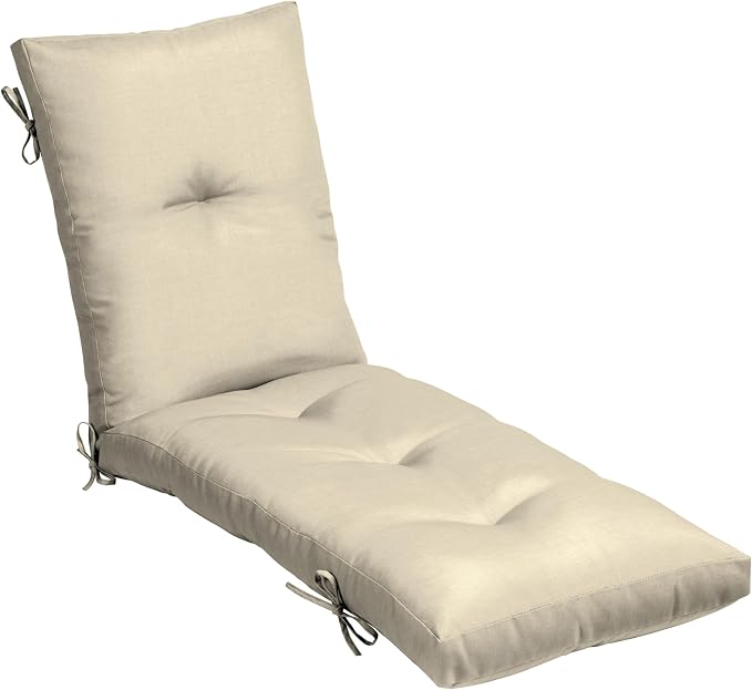 Arden Outdoor Plush Modern Tufted Chaise Cushion, 76 x 22, Rain-Proof, Fade Resistant, Tufted Cushion for Chaise Lounger Tan Leala | Plush Comfort, Modern Tuft, Lounge Cushion, Rain-Proof, Fade Resistant, Mold and Mildew Resistant