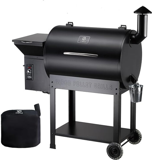 Z GRILLS Pellet Smoker Grill with PID Control, Rain Cover, 700 sq. in Cooking Area for Outdoor BBQ, ZPG-7002B
