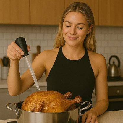 2 Pack Turkey Baster Injector BPA Free Food Grade Basting Tool with Detachable Bulb for Roasting Turkey Chicken BBQ Juices